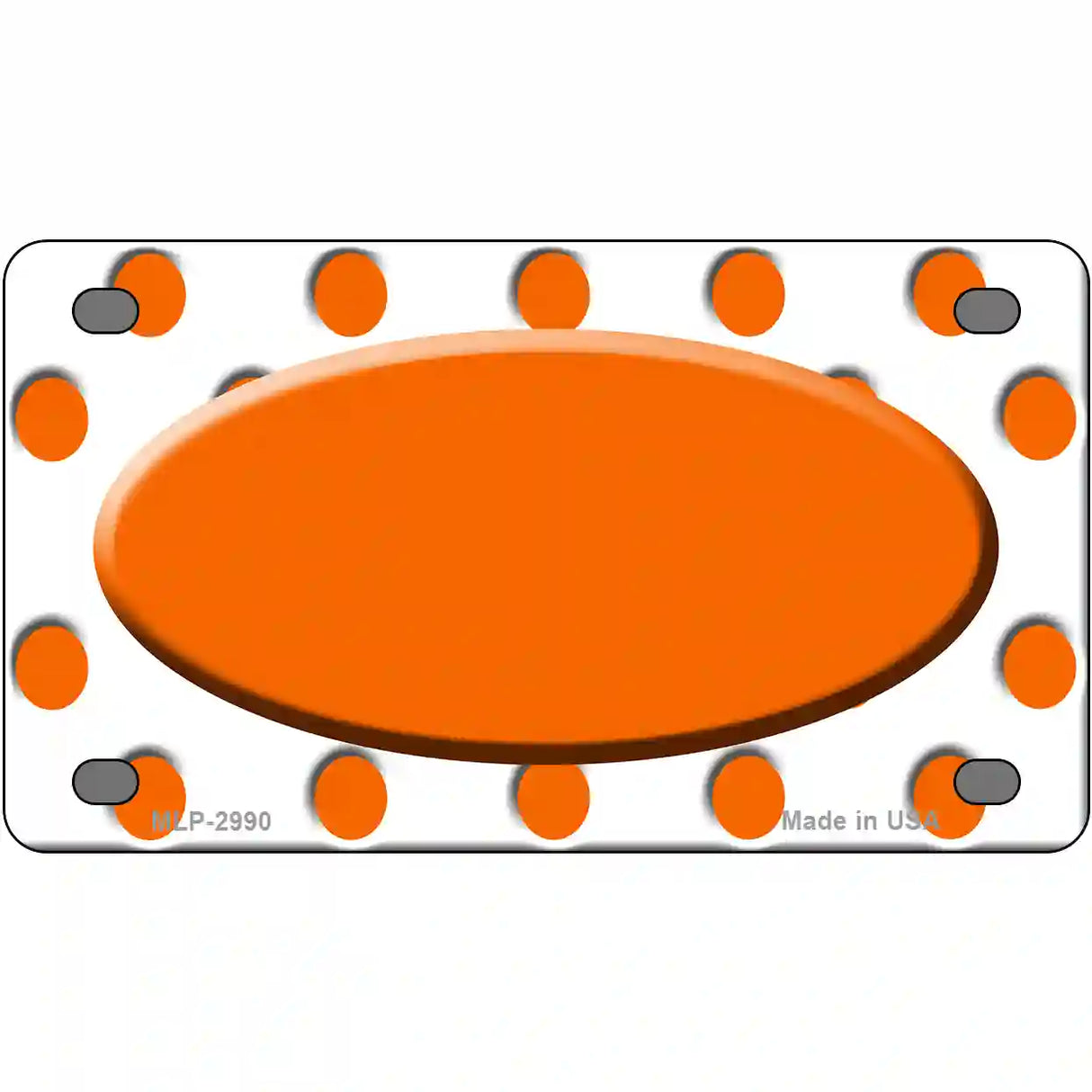 Orange White Polka Dot Orange Center Oval Metal Novelty License Plate 4" x 2.2" (MLP)