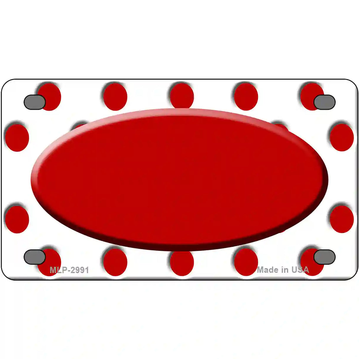 Red White Polka Dot Red Center Oval Metal Novelty License Plate 4" x 2.2" (MLP)