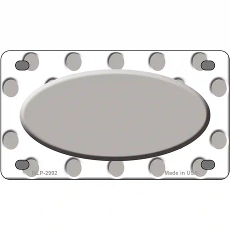 Grey White Polka Dot Grey Center Oval Metal Novelty License Plate 4" x 2.2" (MLP)