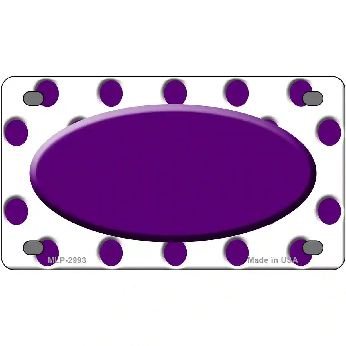 Purple White Polka Dot Purple Center Oval Metal Novelty License Plate 4" x 2.2" (MLP)