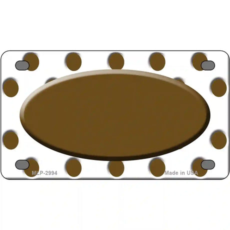 Brown White Polka Dot Brown Center Oval Metal Novelty License Plate 4" x 2.2" (MLP)