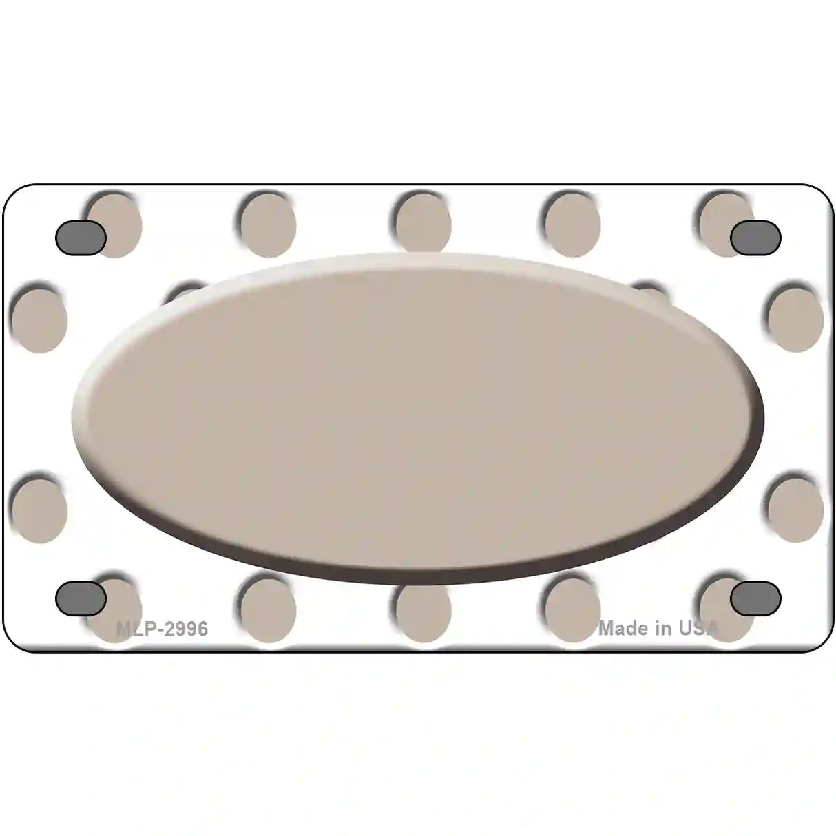 Tan White Polka Dot Tan Center Oval Metal Novelty License Plate 4" x 2.2" (MLP)