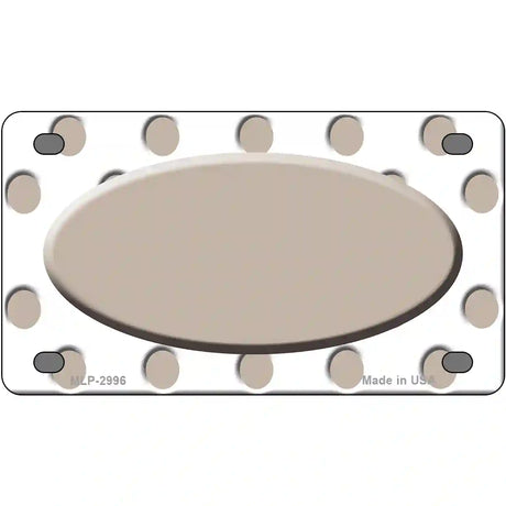 Tan White Polka Dot Tan Center Oval Metal Novelty License Plate 4" x 2.2" (MLP)