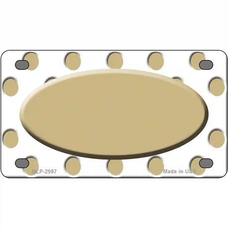 Gold White Polka Dot Gold Center Oval Metal Novelty License Plate 4" x 2.2" (MLP)