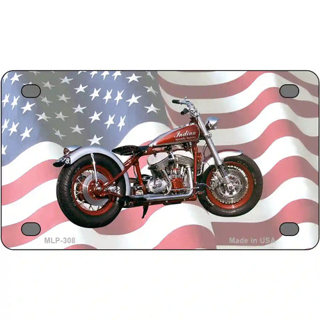 Indian Motorcycle American Flag Metal Novelty License Plate 4" x 2.2" (MLP)