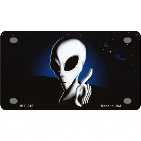 Space Alien Metal Novelty License Plate 4" x 2.2" (MLP)