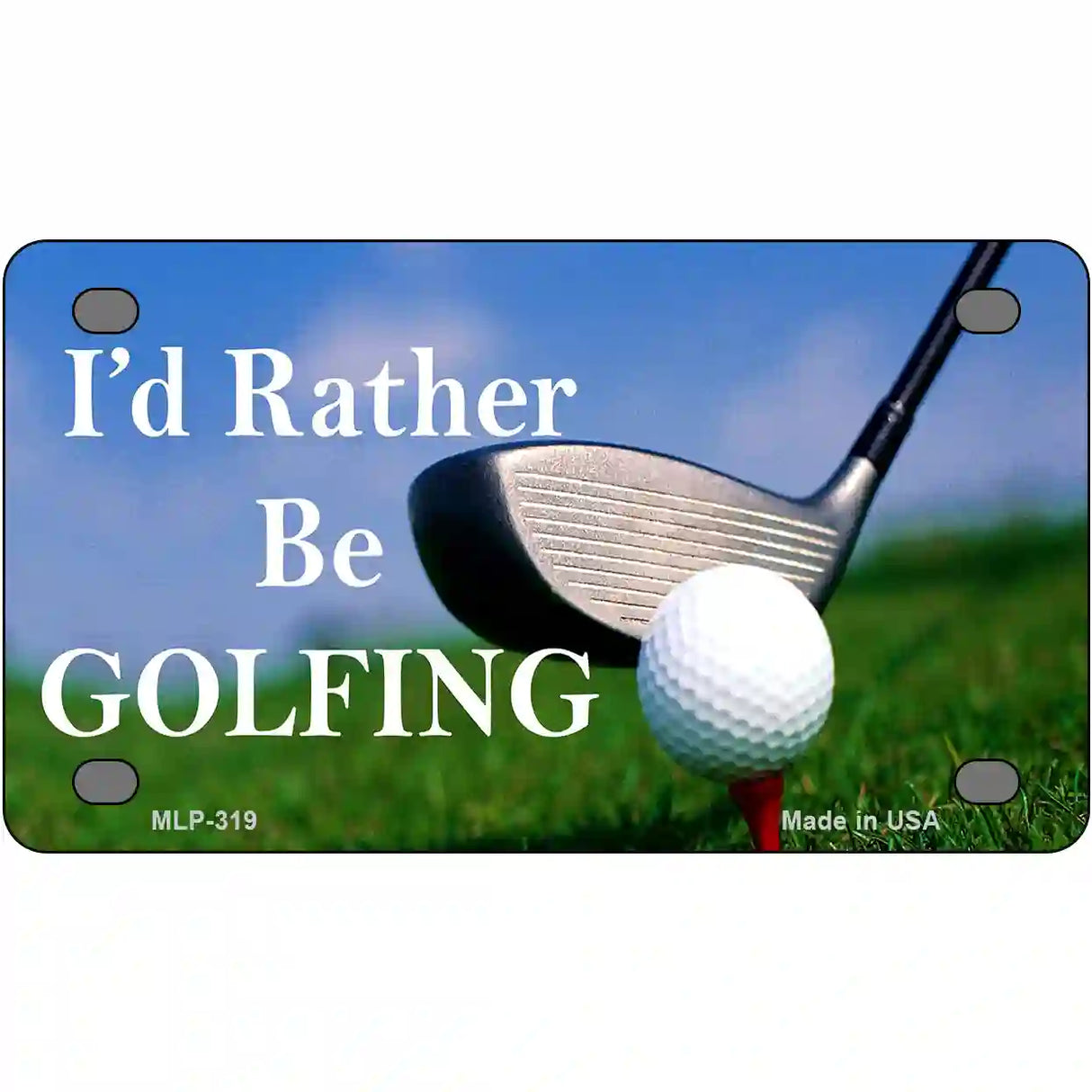 Rather Be Golfing Metal Novelty License Plate 4" x 2.2" (MLP)