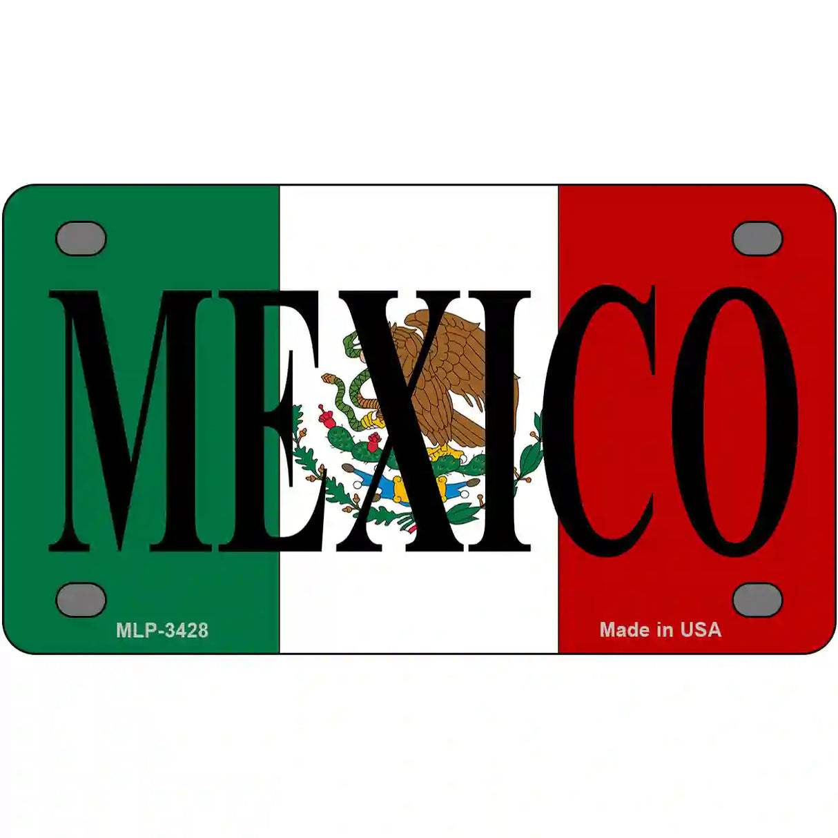 Mexico on Flag Metal Novelty License Plate 4" x 2.2" (MLP)