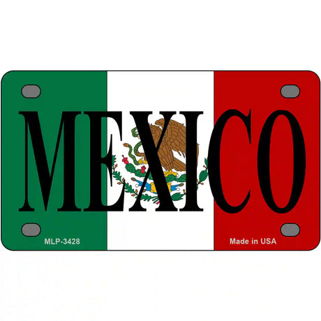 Mexico on Flag Metal Novelty License Plate 4" x 2.2" (MLP)