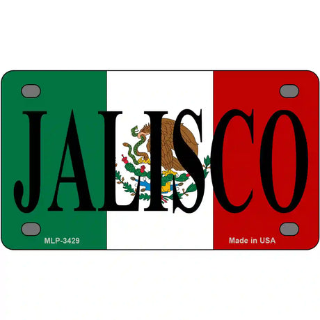 Jalisco on Mexico Flag Metal Novelty License Plate 4" x 2.2" (MLP)