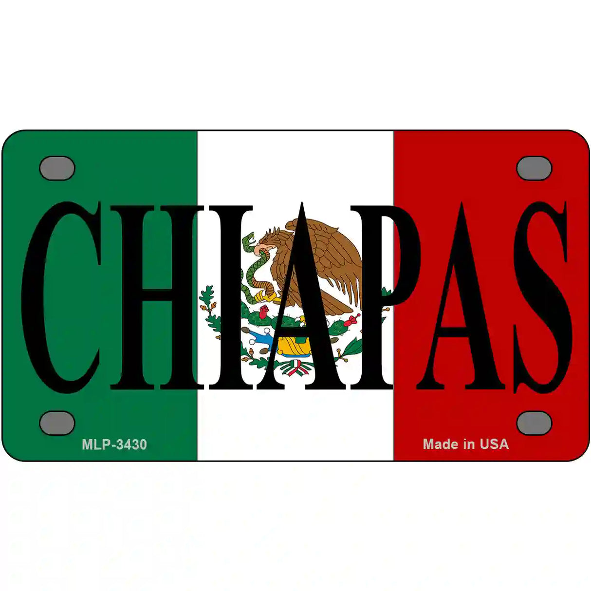 Chiapas on Mexico Flag Metal Novelty License Plate 4" x 2.2" (MLP)