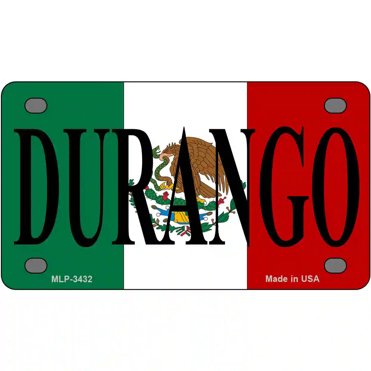 Durango on Mexico Flag Metal Novelty License Plate 4" x 2.2" (MLP)