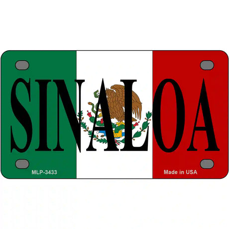 Sinaloa on Mexico Flag Metal Novelty License Plate 4" x 2.2" (MLP)