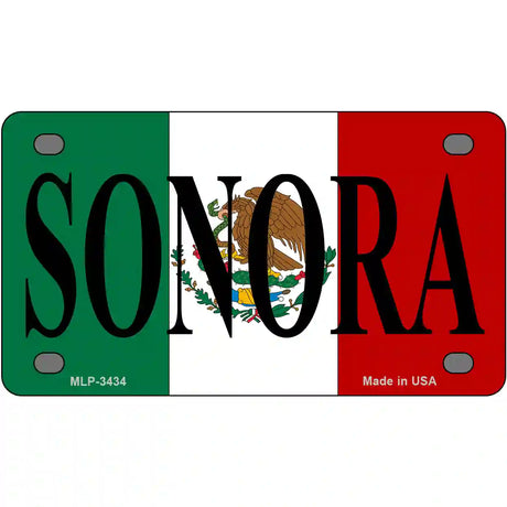 Sonora on Mexico Flag Metal Novelty License Plate 4" x 2.2" (MLP)