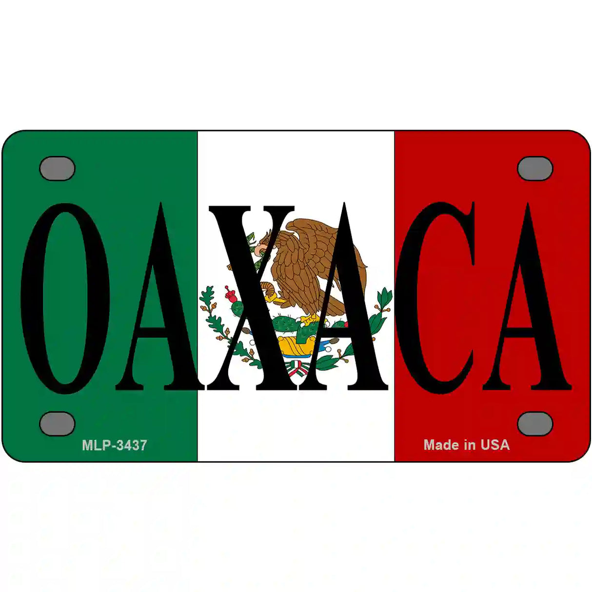 Oaxaca on Mexico Flag Metal Novelty License Plate 4" x 2.2" (MLP)