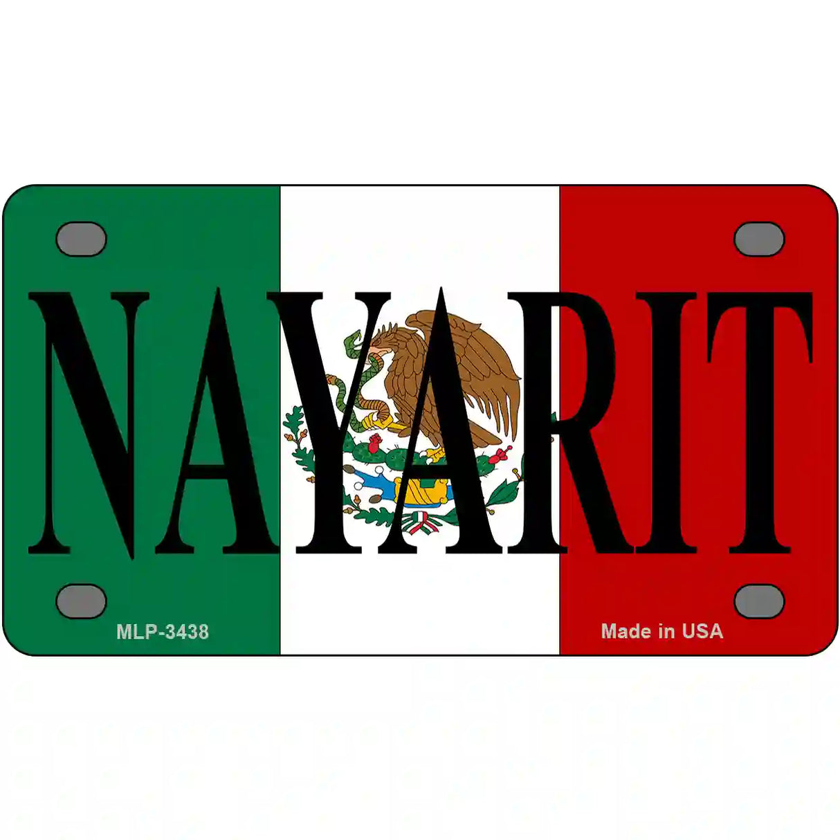 Nayarit on Mexico Flag Metal Novelty License Plate 4" x 2.2" (MLP)