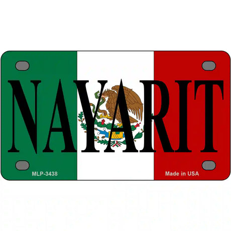 Nayarit on Mexico Flag Metal Novelty License Plate 4" x 2.2" (MLP)