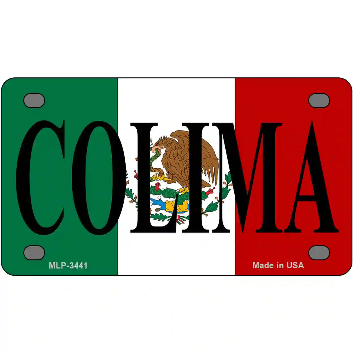 Colima on Mexico Flag Metal Novelty License Plate 4" x 2.2" (MLP)