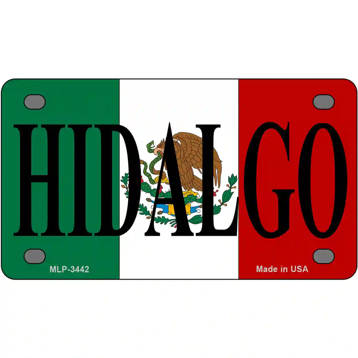 Hidalgo on Mexico Flag Metal Novelty License Plate 4" x 2.2" (MLP)