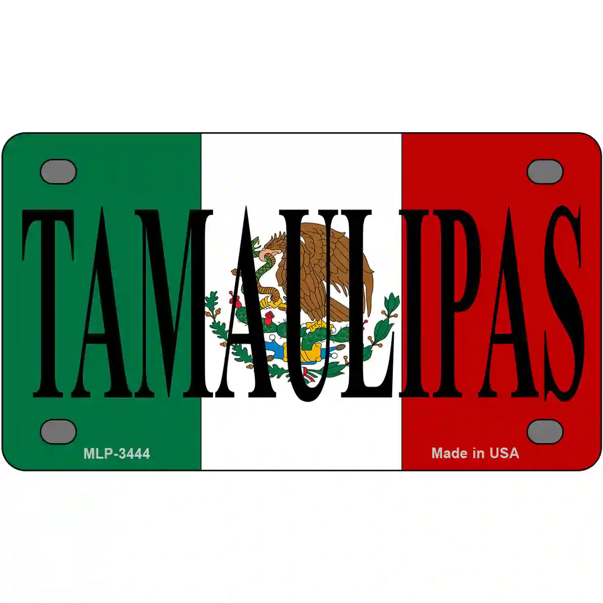 Tamaulipas on Mexico Flag Metal Novelty License Plate 4" x 2.2" (MLP)