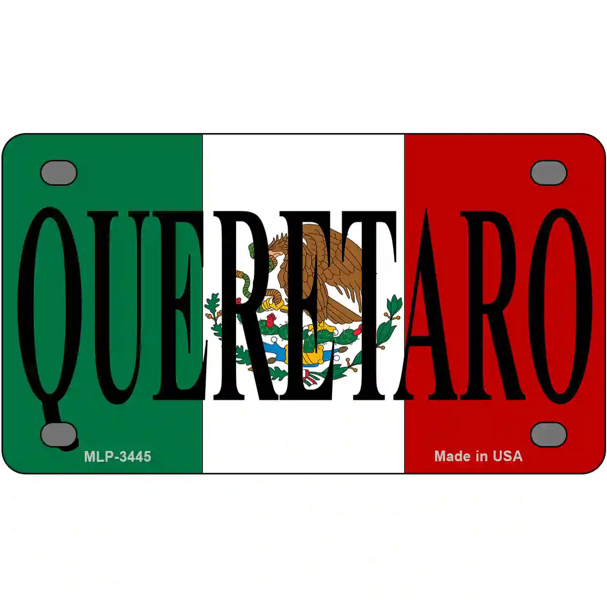 Queretaro on Mexico Flag Metal Novelty License Plate 4" x 2.2" (MLP)