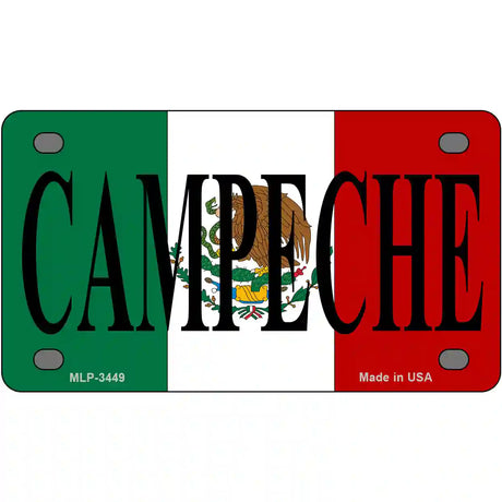 Campeche on Mexico Flag Metal Novelty License Plate 4" x 2.2" (MLP)