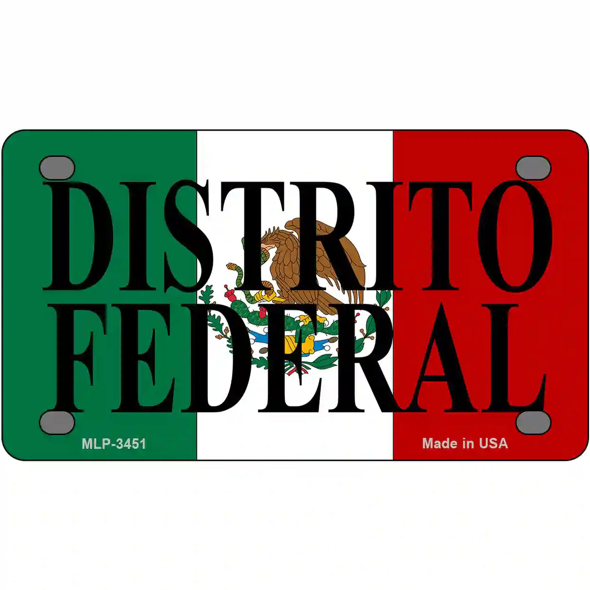 Distrito Federal on Mexico Flag Metal Novelty License Plate 4" x 2.2" (MLP)