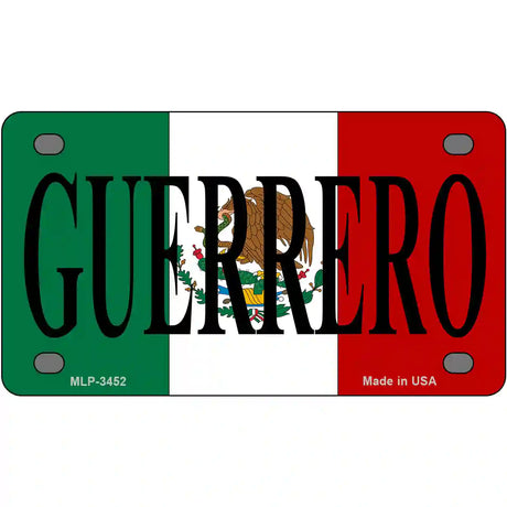 Guerrero on Mexico Flag Metal Novelty License Plate 4" x 2.2" (MLP)