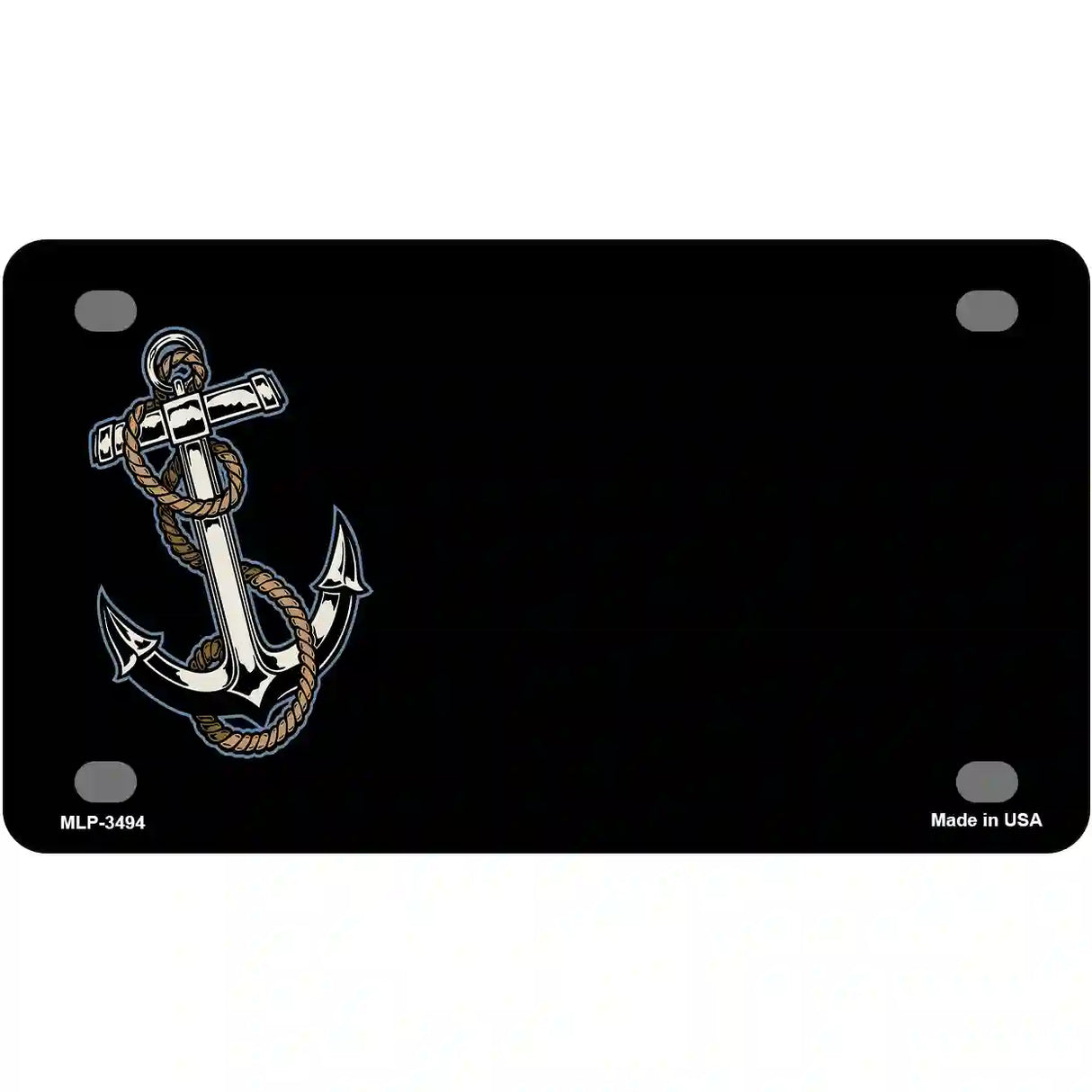 Anchor Offset Metal Novelty License Plate 4" x 2.2" (MLP)