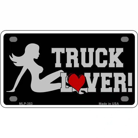 Truck Lover Girl Metal Novelty License Plate 4" x 2.2" (MLP)