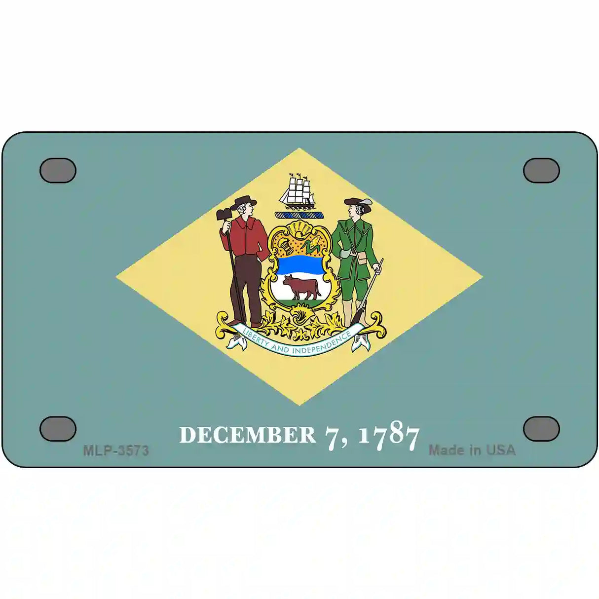 Delaware State Flag Metal Novelty License Plate 4" x 2.2" (MLP)