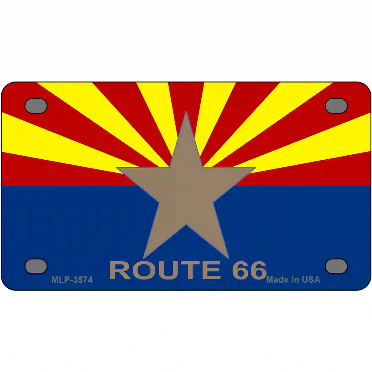 Route 66 Arizona Flag Metal License Plate 4" x 2.2" (MLP)