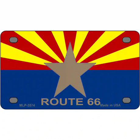 Route 66 Arizona Flag Metal License Plate 4" x 2.2" (MLP)