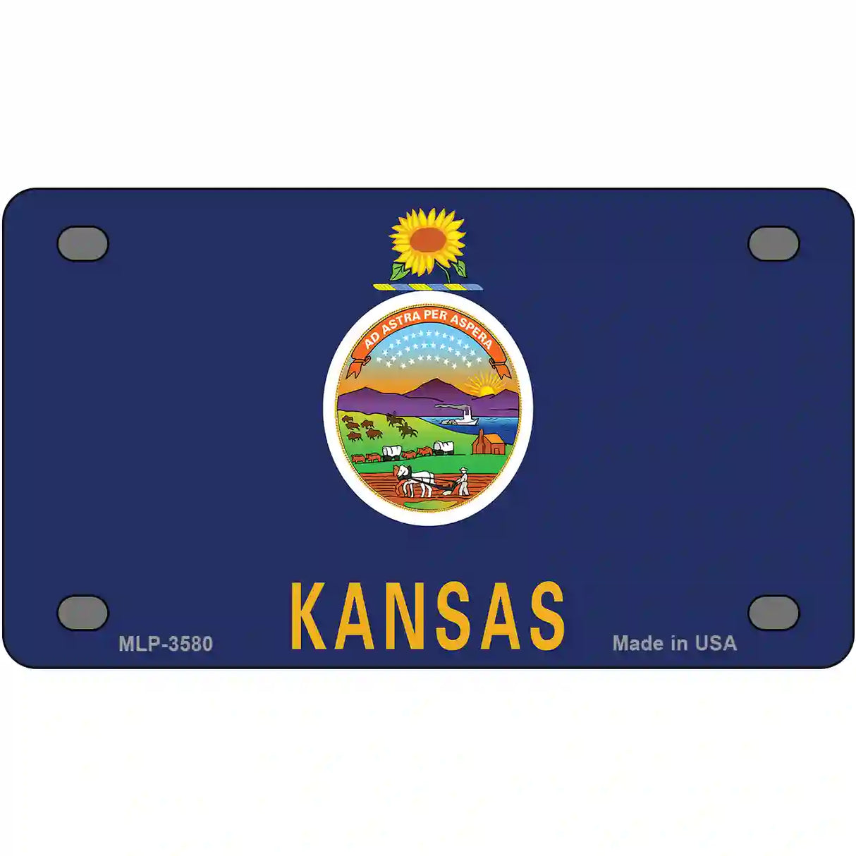 Kansas State Flag Metal Novelty License Plate 4" x 2.2" (MLP)