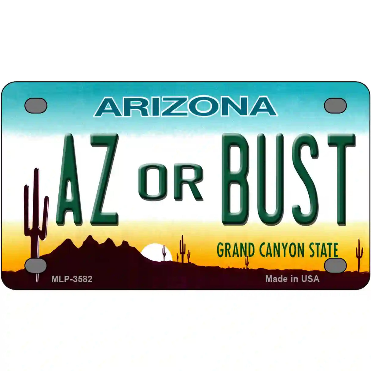 Arizona Az Or Bust Novelty Metal License Plate 4" x 2.2" (MLP)