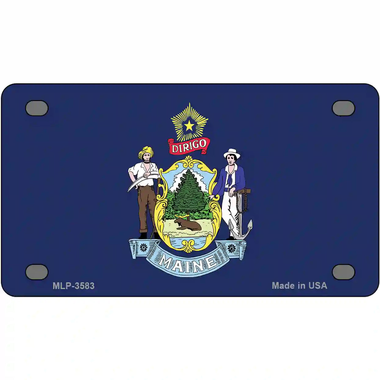 Maine State Flag Metal Novelty License Plate 4" x 2.2" (MLP)