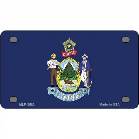 Maine State Flag Metal Novelty License Plate 4" x 2.2" (MLP)