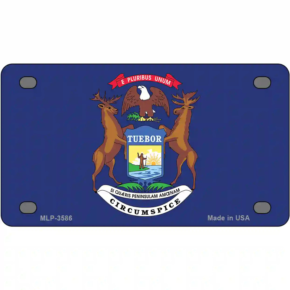 Michigan State Flag Metal Novelty License Plate 4" x 2.2" (MLP)