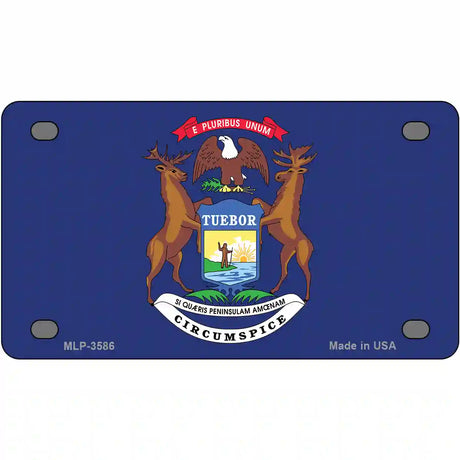 Michigan State Flag Metal Novelty License Plate 4" x 2.2" (MLP)