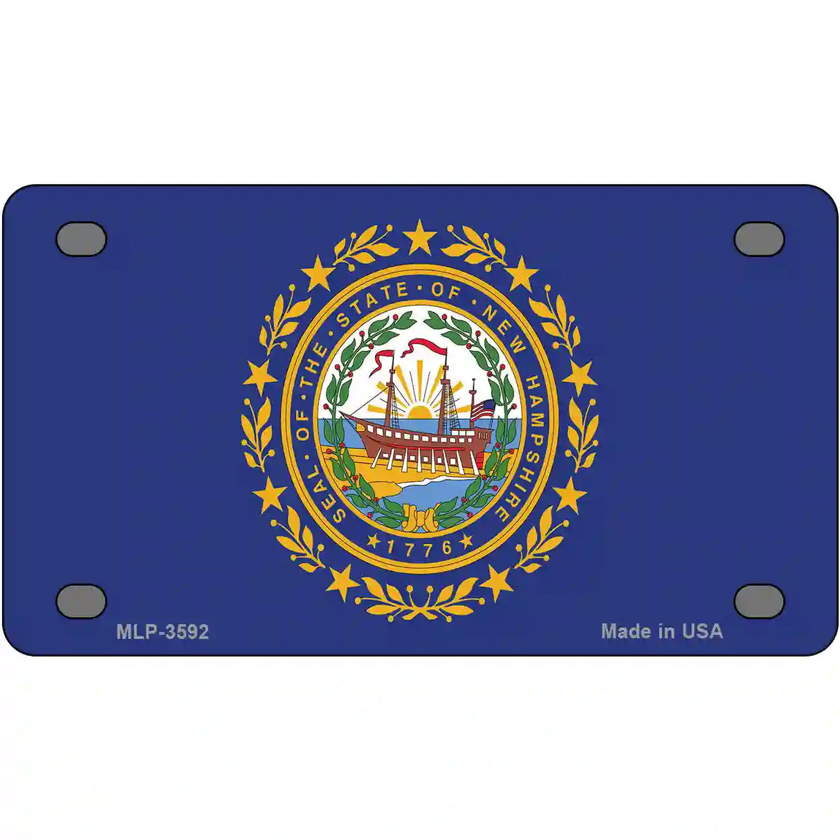 New Hampshire State Flag Metal Novelty License Plate 4" x 2.2" (MLP)