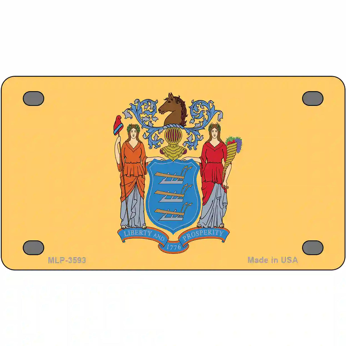 New Jersey State Flag Metal Novelty License Plate 4" x 2.2" (MLP)