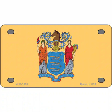 New Jersey State Flag Metal Novelty License Plate 4" x 2.2" (MLP)