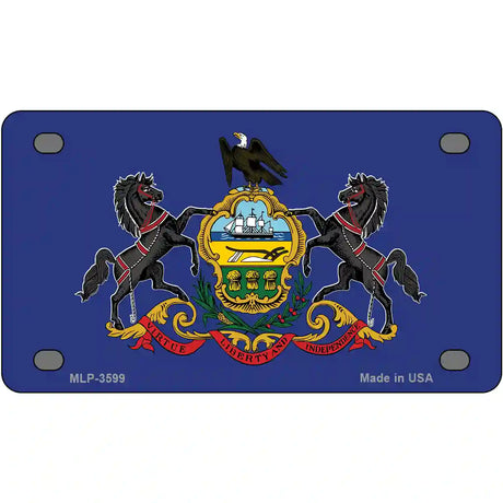 Pennsylvania State Flag Metal Novelty License Plate 4" x 2.2" (MLP)