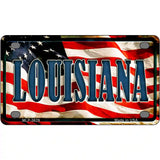 Louisiana on American Flag Metal Novelty License Plate 4" x 2.2" (MLP)