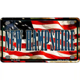 New Hampshire on American Flag Metal Novelty License Plate 4" x 2.2" (MLP)