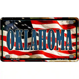 Oklahoma on American Flag Metal Novelty License Plate 4" x 2.2" (MLP)