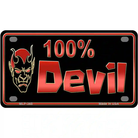 100% Devil Metal Novelty License Plate 4" x 2.2" (MLP)