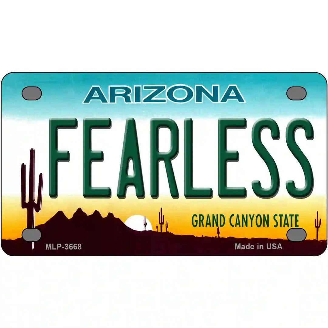 Fearless Arizona Novelty Metal License Plate 4" x 2.2" (MLP)