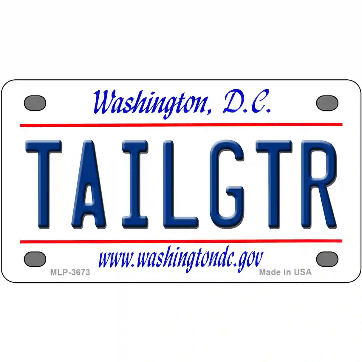 Tailgtr Washington DC Novelty Metal License Plate 4" x 2.2" (MLP)