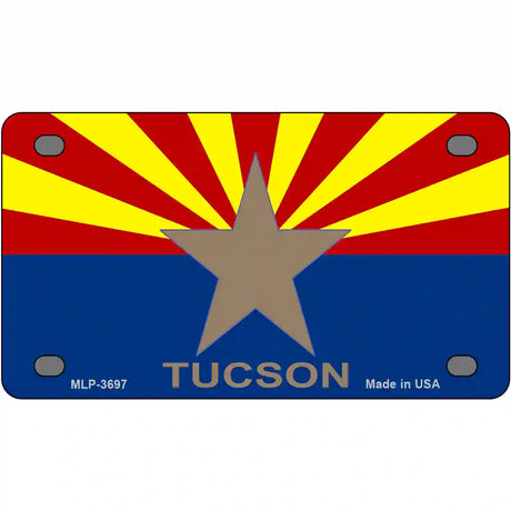 Tucson Arizona State Flag Metal Novelty License Plate 4" x 2.2" (MLP)